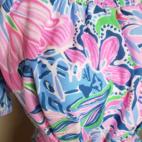 Lilly Pulitzer Dress Maddlyn Off Shoulder Tiger Sunrise Small NEW Summer 2 4 6 - Picture 7 of 12